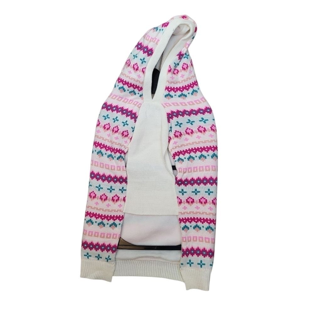 Novogratz Pets Dog Sweater Small Hooded Pup Fleece Lined Coat Teal Pink Nordic